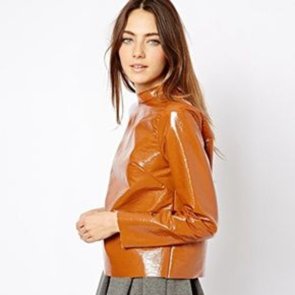 ASOS Faux Leather High Shine Top